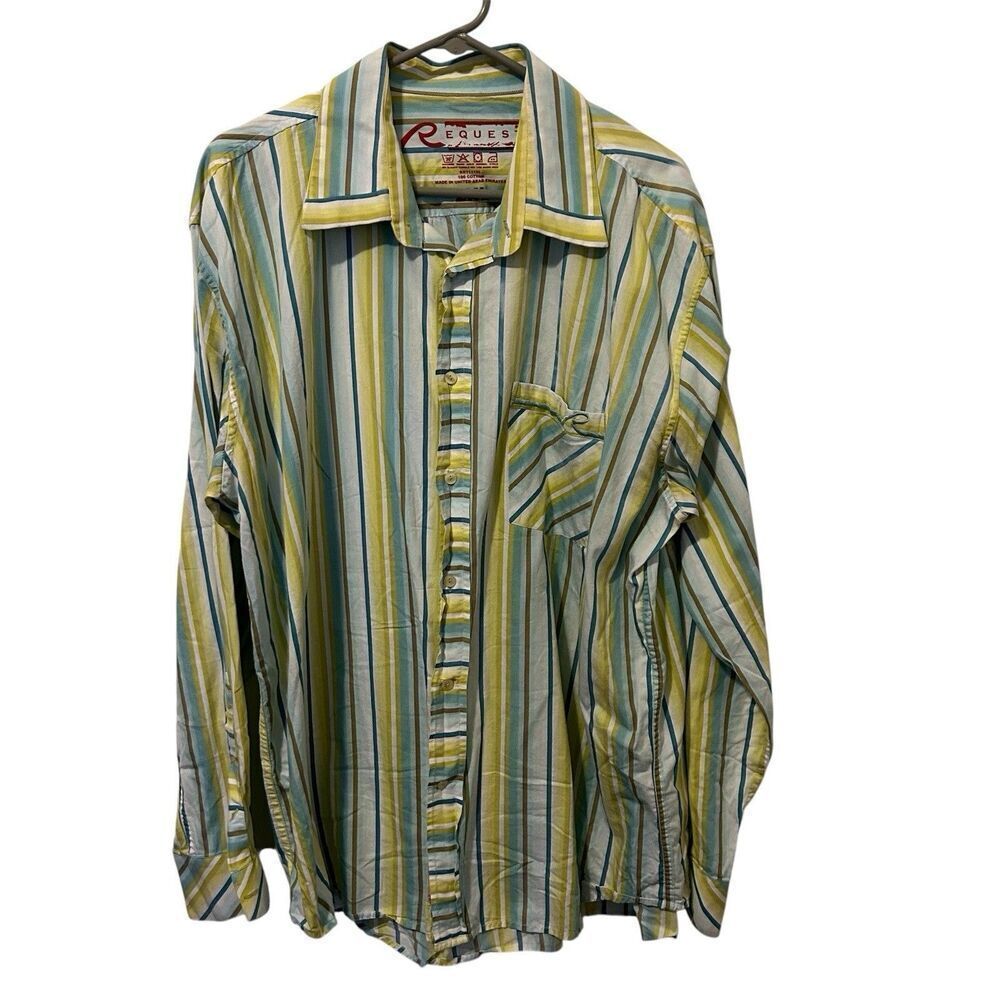 Request Button Down Shirt Mens 2XL Striped Casual Cowboy Western Rodeo Skater